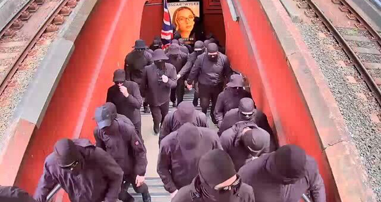 Neo-Nazis wearing balaclavas arrested in Sydney train station